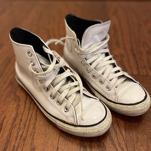 High Top Converse Patent Leather - White 8.5 Women